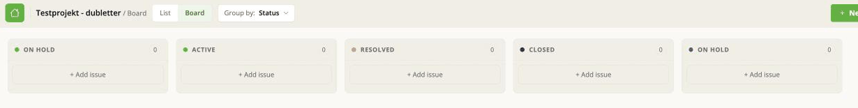 A board with two columns both called On Hold, because the status was typed in again